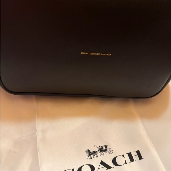 Coach Black Leather kisslock large NWT with Coach cherry charm 🍒 - Picture 3 of 8